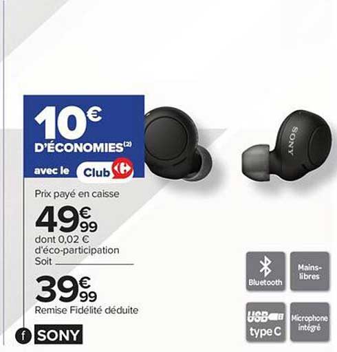 Économisez 10€ avec les écouteurs Sony