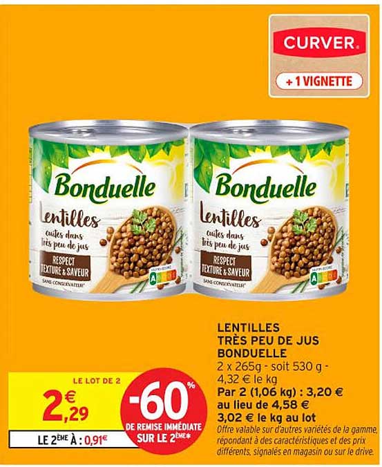 LENTILLES TRÈS PEU DE JUS BONDUELLE