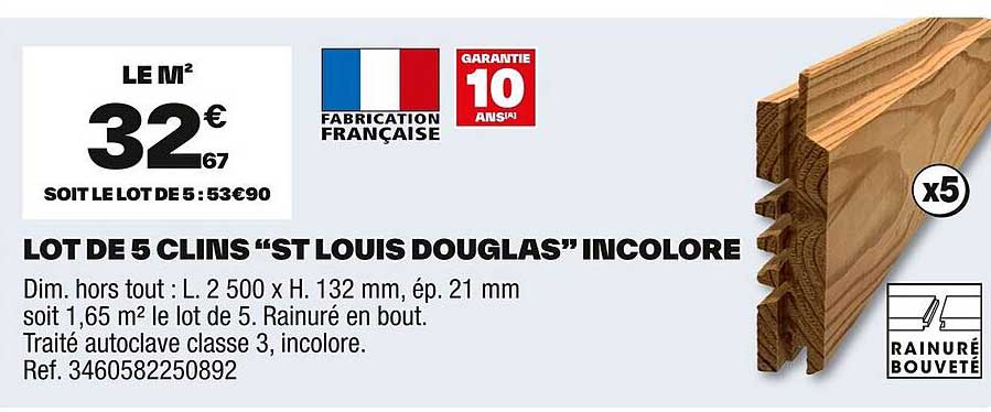 LOT DE 5 CLINS “ST LOUIS DOUGLAS” INCOLOR
