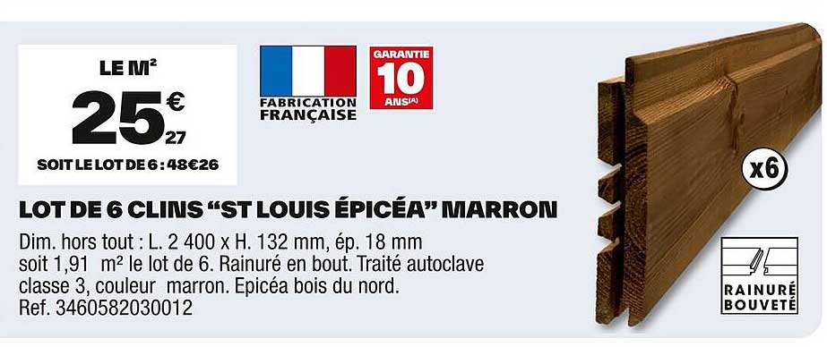 LOT DE 6 CLINS “ST LOUIS ÉPICÉA” MARRON