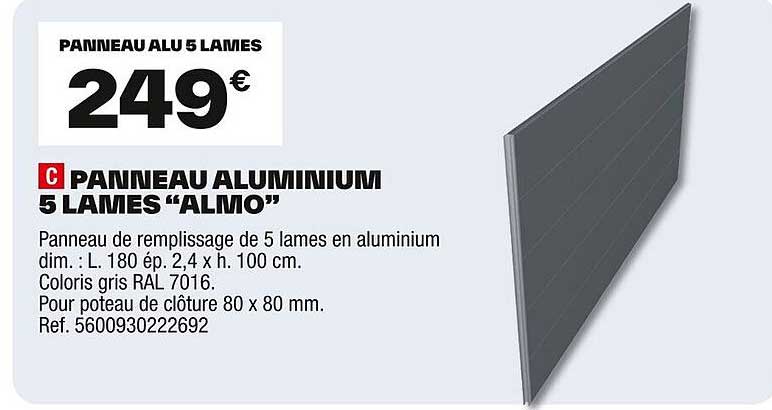 PANNEAU ALUMINIUM 5 LAMES "ALMO"