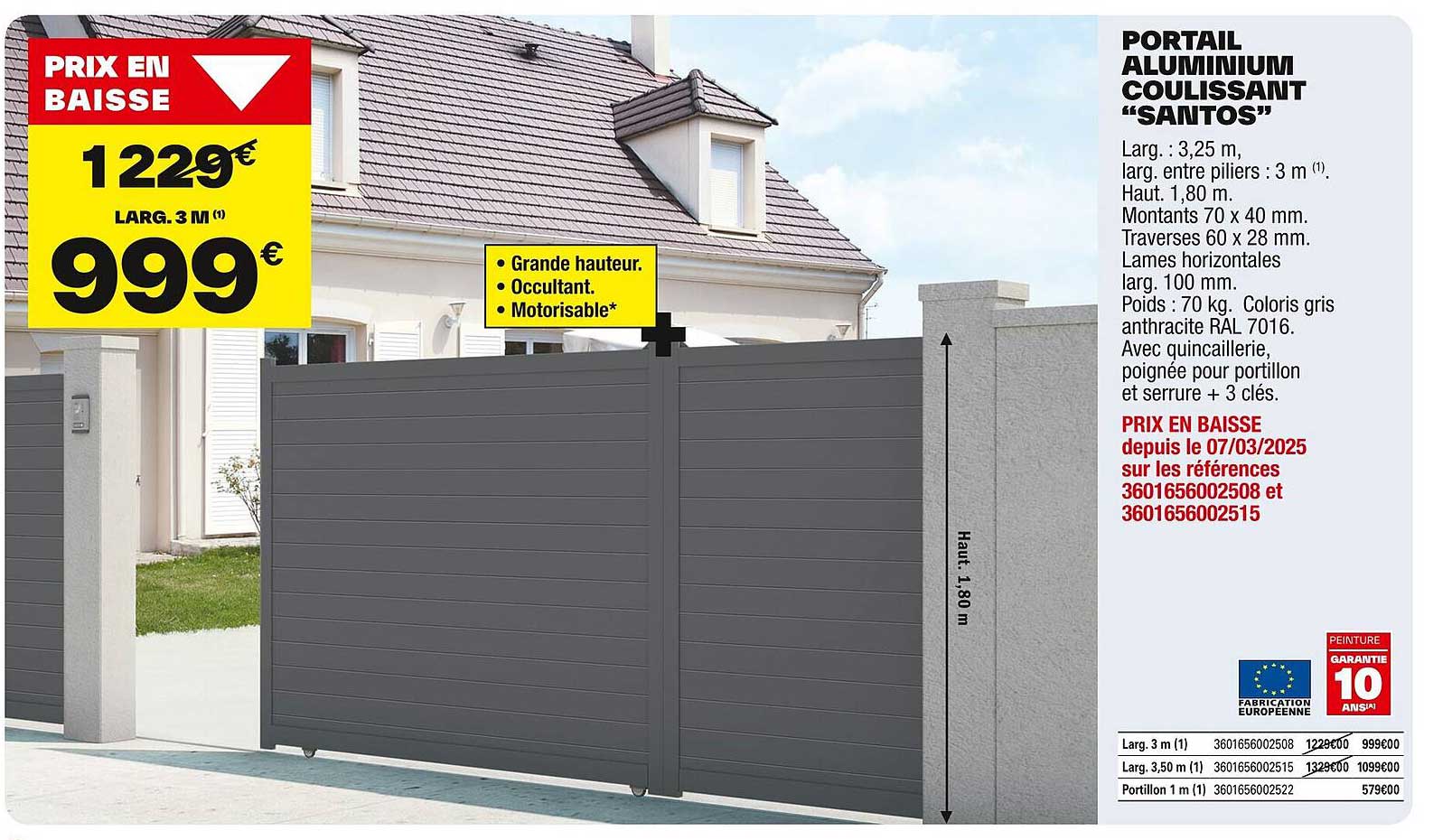 PORTAIL ALUMINIUM COULISSANT “SANTOS”