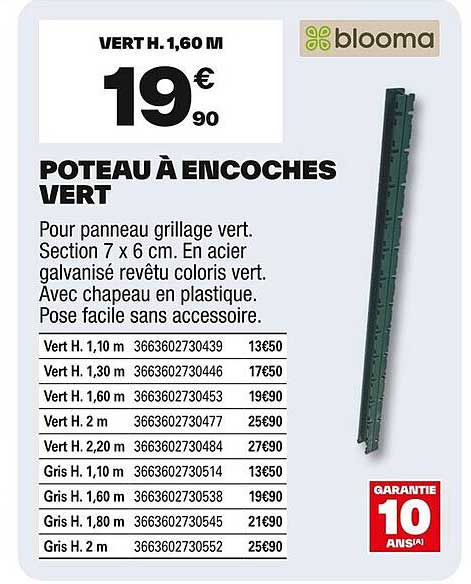 POTEAU À ENCOCHES VERT