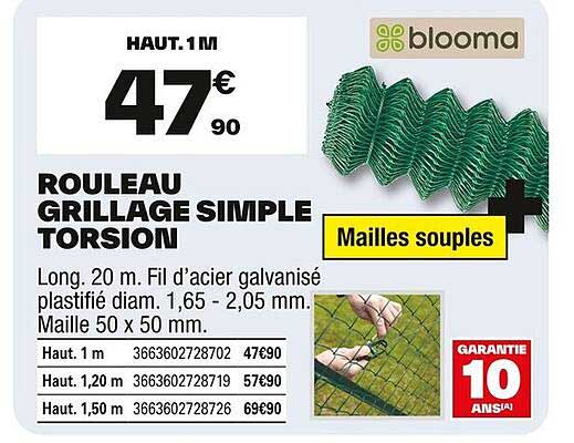 ROULEAU GRILLAGE SIMPLE TORSION