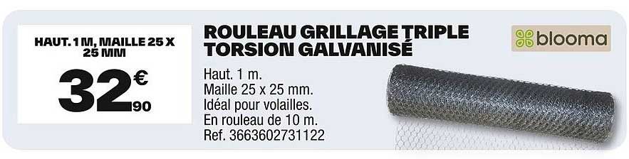 ROULEAU GRILLAGE TRIPLE TORSION GALVANISÉ