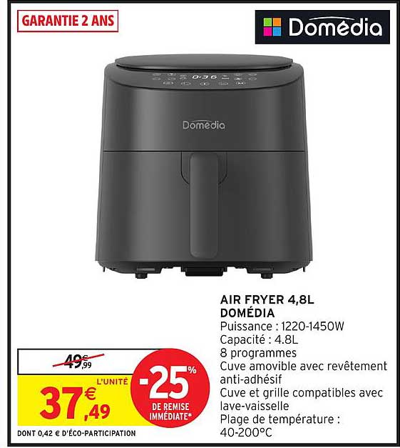 Promo Air Fryer 4,8L Domédia chez Intermarché Hyper - 123Catalogue.fr