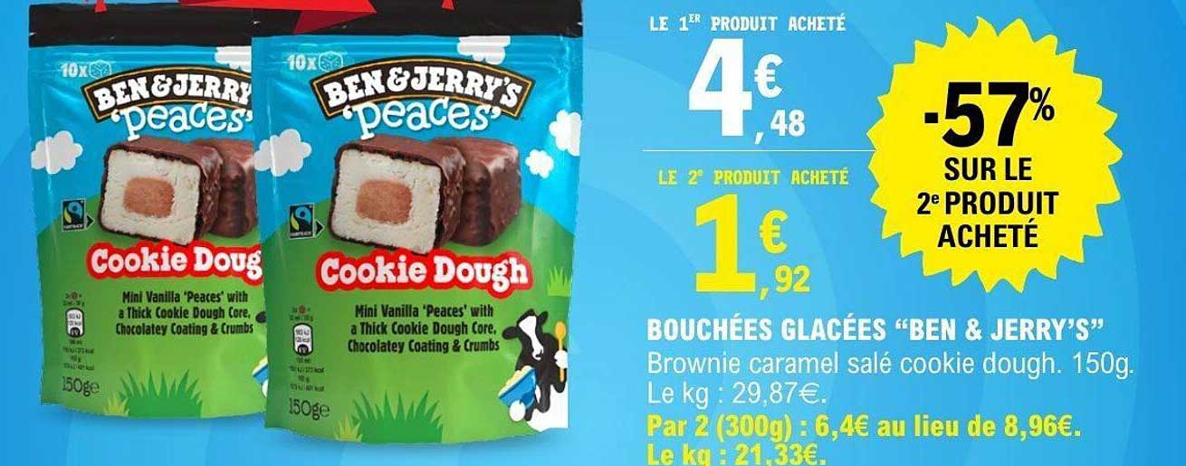 BOUCHÉES GLACÉES “BEN & JERRY’S” Brownie caramel salé cookie dough. 150g.