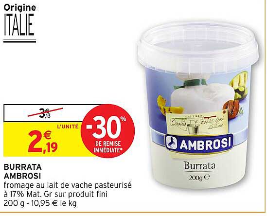 Promo Burrata Ambrosi chez Intermarché Hyper - 123Catalogue.fr