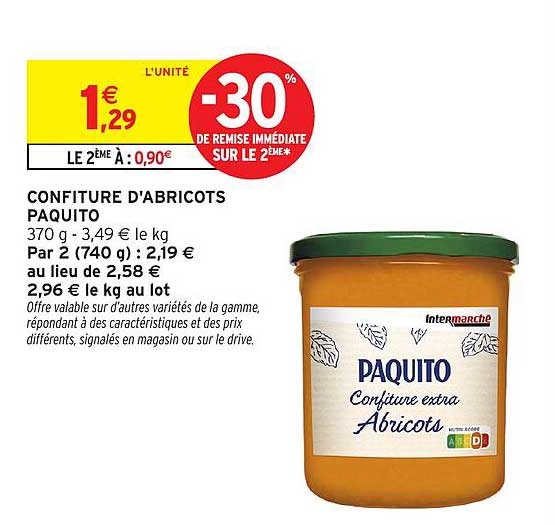 Promo Confiture D'abricots Paquito chez Intermarché Hyper - 123Catalogue.fr