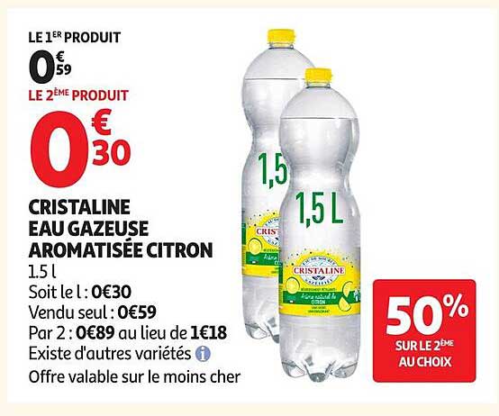 CRISTALINE EAU GAZEUSE AROMATISÉE CITRON 1.5 l