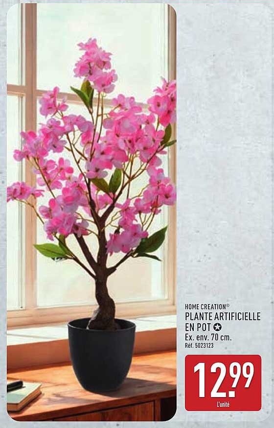 HOME CREATION® PLANTE ARTIFICIELLE EN POT ✪ Ex. env. 70 cm. Réf. 5023123