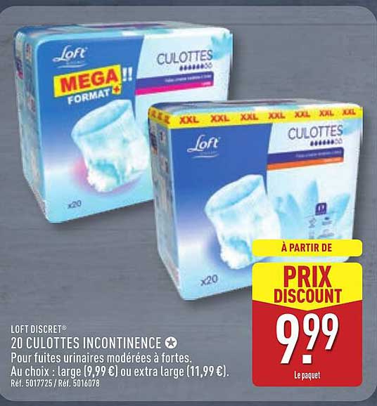 LOFT DISCRET® 20 CULOTTES INCONTINENCE