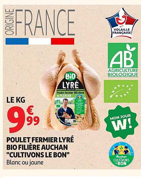 Promo Poulet Fermier Lyré Label Rouge Filière Auchan 