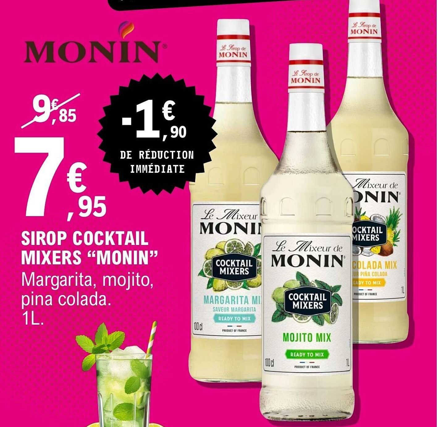 SIROP COCKTAIL MIXERS “MONIN” Margarita, mojito, pina colada. 1L.