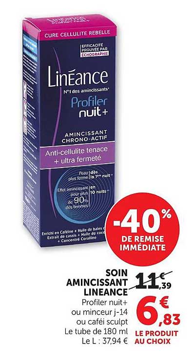 SOIN AMINCISSANT LINEANCE Profiler nuit+ ou minceur j-14 ou café sculpt