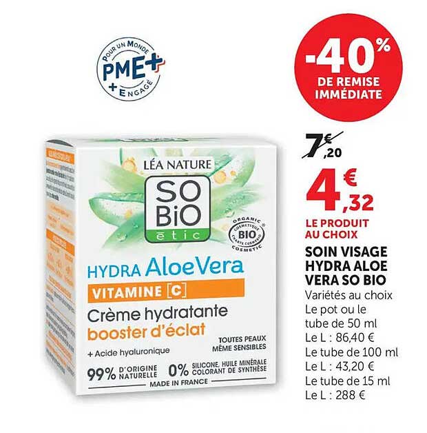 SOIN VISAGE HYDRA ALOE VERA SO BIO