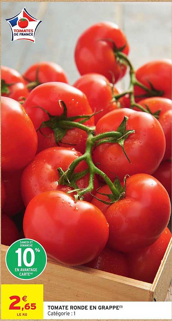 Promo Tomate Ronde En Grappe chez Intermarché Hyper - 123Catalogue.fr