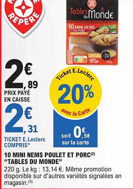 10 MINI NEMS POULET ET PORC "TABLES DU MONDE"
