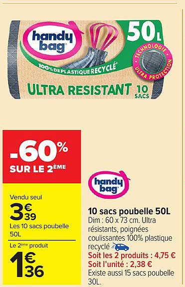 10 sacs poubelle 50L