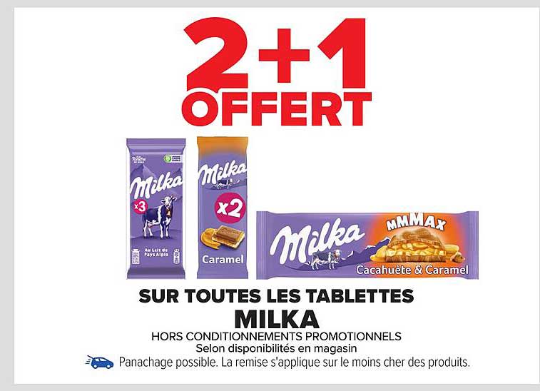 2+1 OFFERT sur toutes les tablettes MILKA