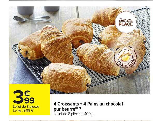 4 Croissants + 4 Pains au chocolat pur beurre