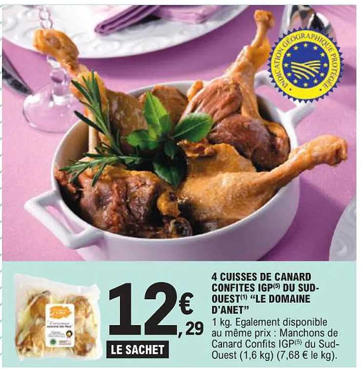 4 CUISSES DE CANARD CONFITES IGP DU SUD-OUEST "LE DOMAINE D'ANET"