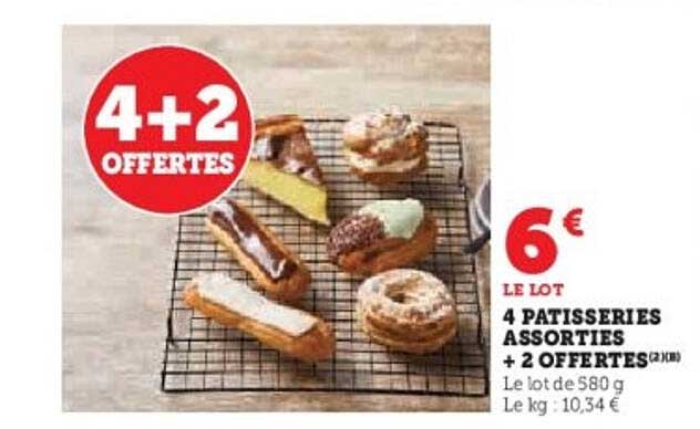 4 PASTISSERIES ASSORTIES + 2 OFFERTES