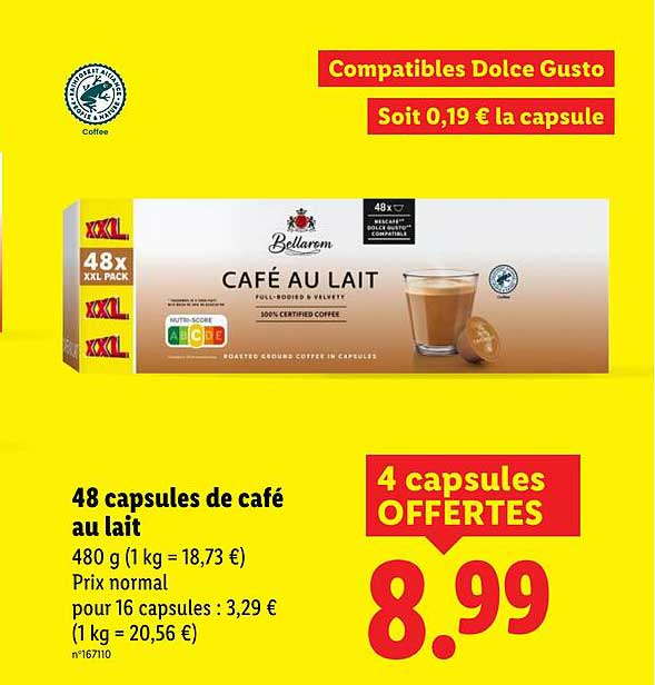 48 capsules de café au lait