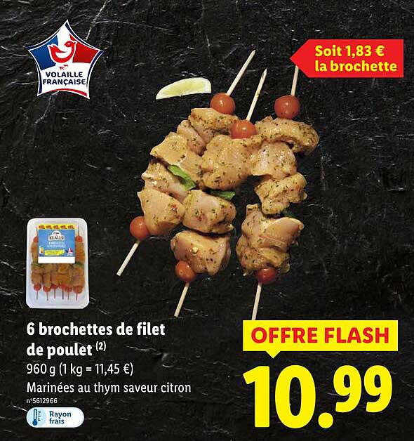 6 brochettes de filet de poulet