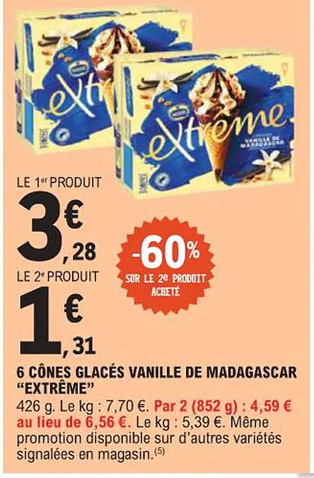 6 Cônes Glacés Vanille de Madagascar "Extrême"