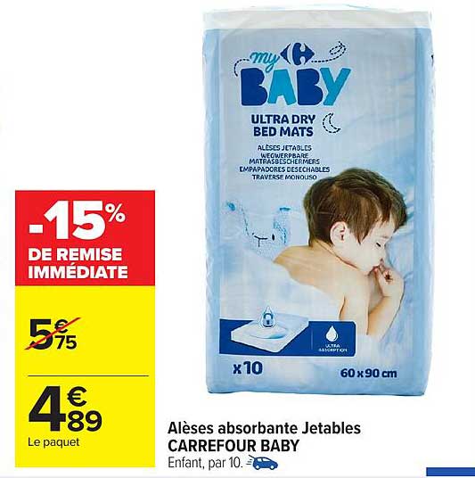 Alèses absorbantes Jetables CARREFOUR BABY