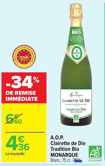 A.O.P. Clairette de Die Tradition Bio MONARQUE