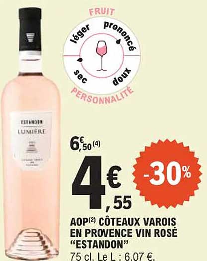 AOP(2) COTEAUX VAROIS EN PROVENCE VIN ROSÉ “ESTANDON”