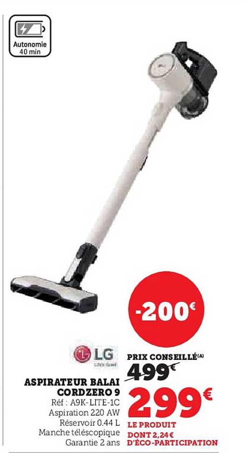 ASPIRATEUR BALAI CORDZERO 9