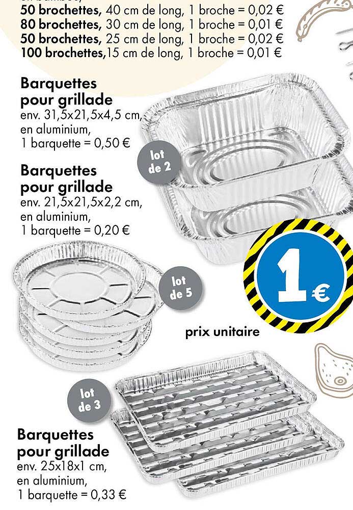 Barquettes pour grilade