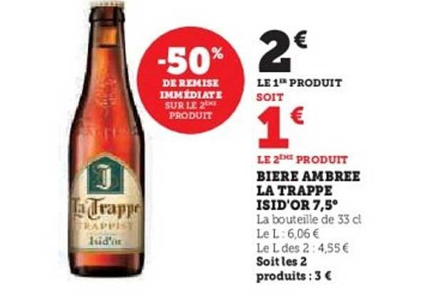 BIERE AMBREE LA TRAPPE ISID'OR 7,5°
