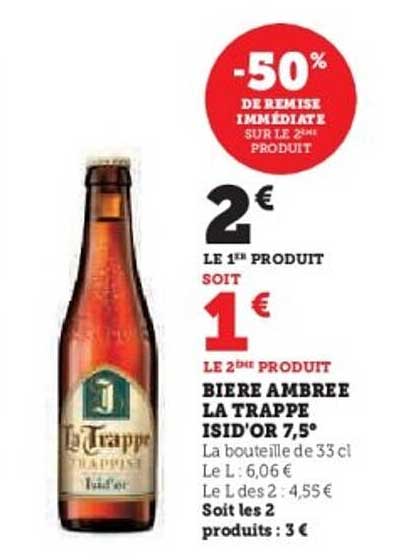 BIERE AMBREE LA TRAPPE ISID'OR 7,5°
