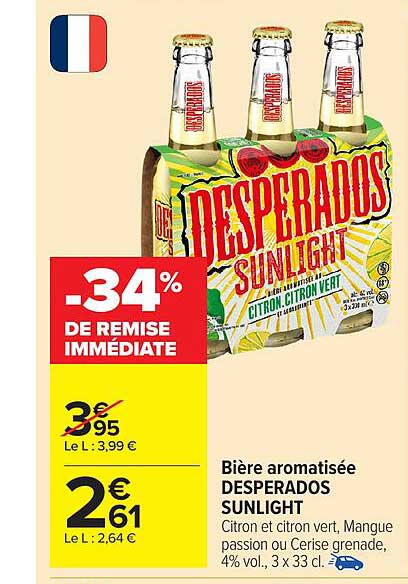 Bière aromatisée DESPERADOS SUNLIGHT