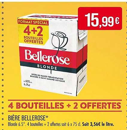 Bière Bellerose Blonde - Format spécial 4+2 bouteilles offertes