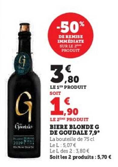 BIERE BLONDE G DE GOUDALE 7,9°