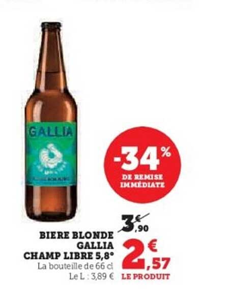 BIERE BLONDE GALLIA CHAMP LIBRE 5,8°