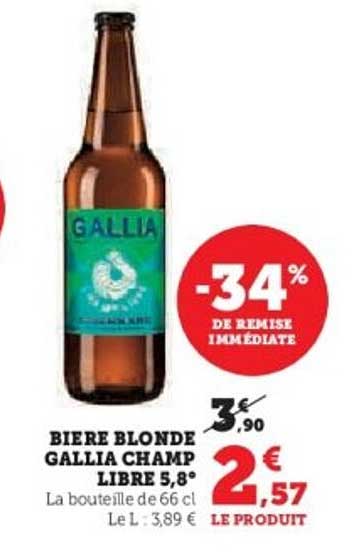 BIERE BLONDE GALLIA CHAMP LIBRE 5,8°