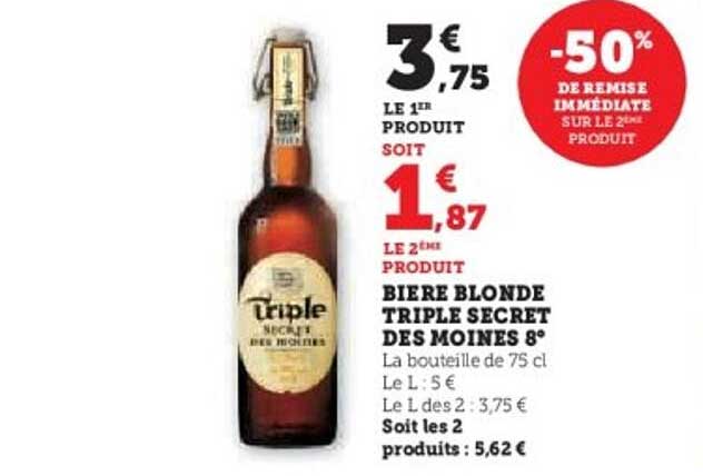 BIERE BLONDE TRIPLE SECRET DES MOINES 8°