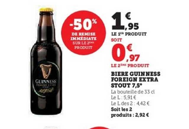 BIERE GUINNESS FOREIGN EXTRA STOUT 7,5°