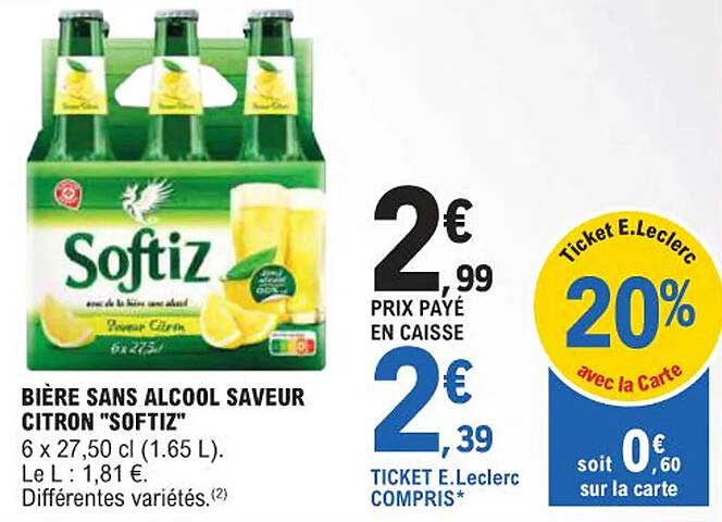 BIÈRE SANS ALCOOL SAVEUR CITRON "SOFTIZ"
