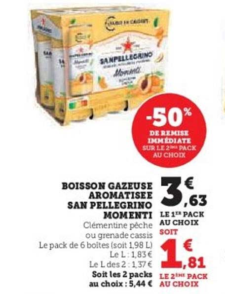 BOISSON GAZEUZE AROMATISEE SAN PELLEGRINO MOMENTI