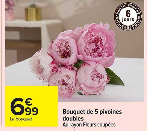 Bouquet de 5 pivoines doubles