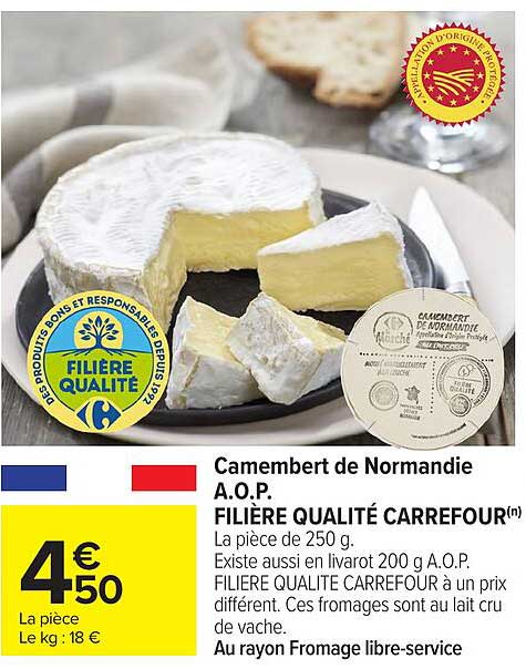 Camembert de Normandie A.O.P. FILIÈRE QUALITÉ CARREFOUR