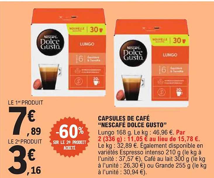 CAPSULES DE CAFÉ “NESCAFÉ DOLCE GUSTO”