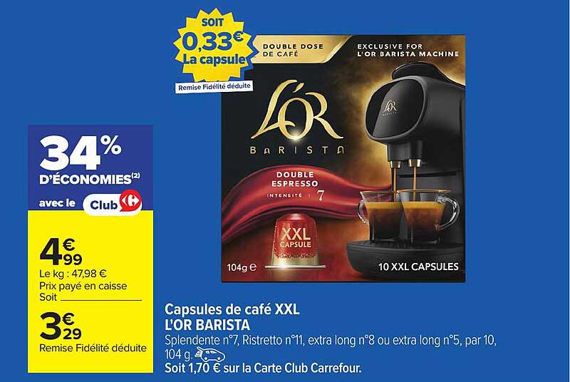 Capsules de café XXL L'OR BARISTA